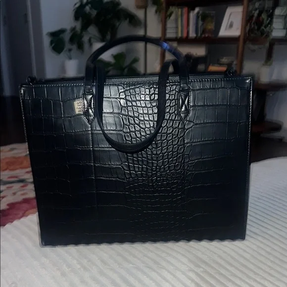 BEIS Black Croc Embossed Tote Bag - Picture 2 of 12